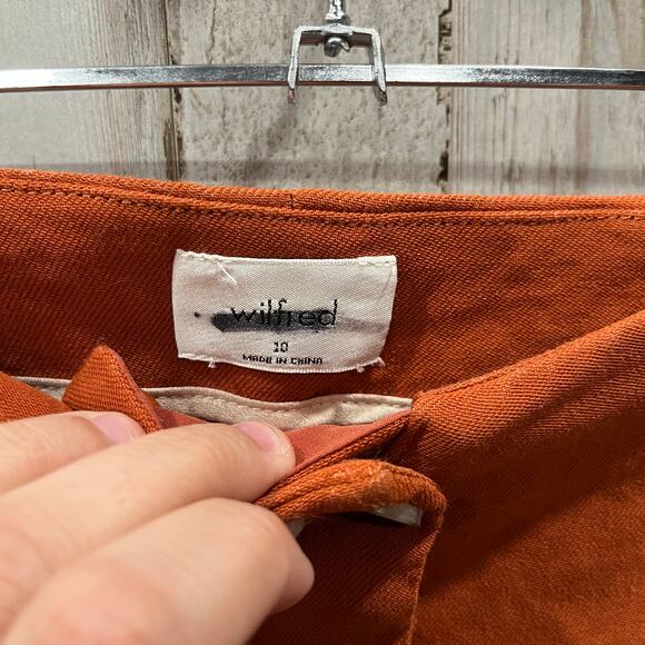 Aritzia Wilfred Cherice Italian Linen Blend Orange Slim Cigarette Pants Size 10 - Picture 4 of 10